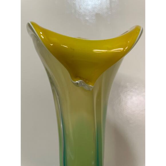 VTG Murano Style Hand Blown Art Glass Vase Jack In The Pulpit Calla Lily 15.25 ” - Picture 6 of 10
